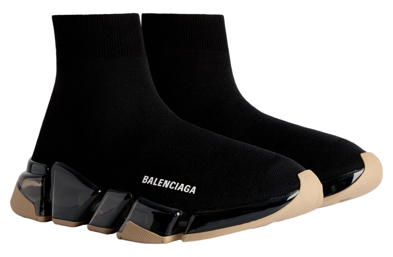 Balenciaga Speed 2.0 Full Clear Sole Recycled Knit WMNS Black / Beige