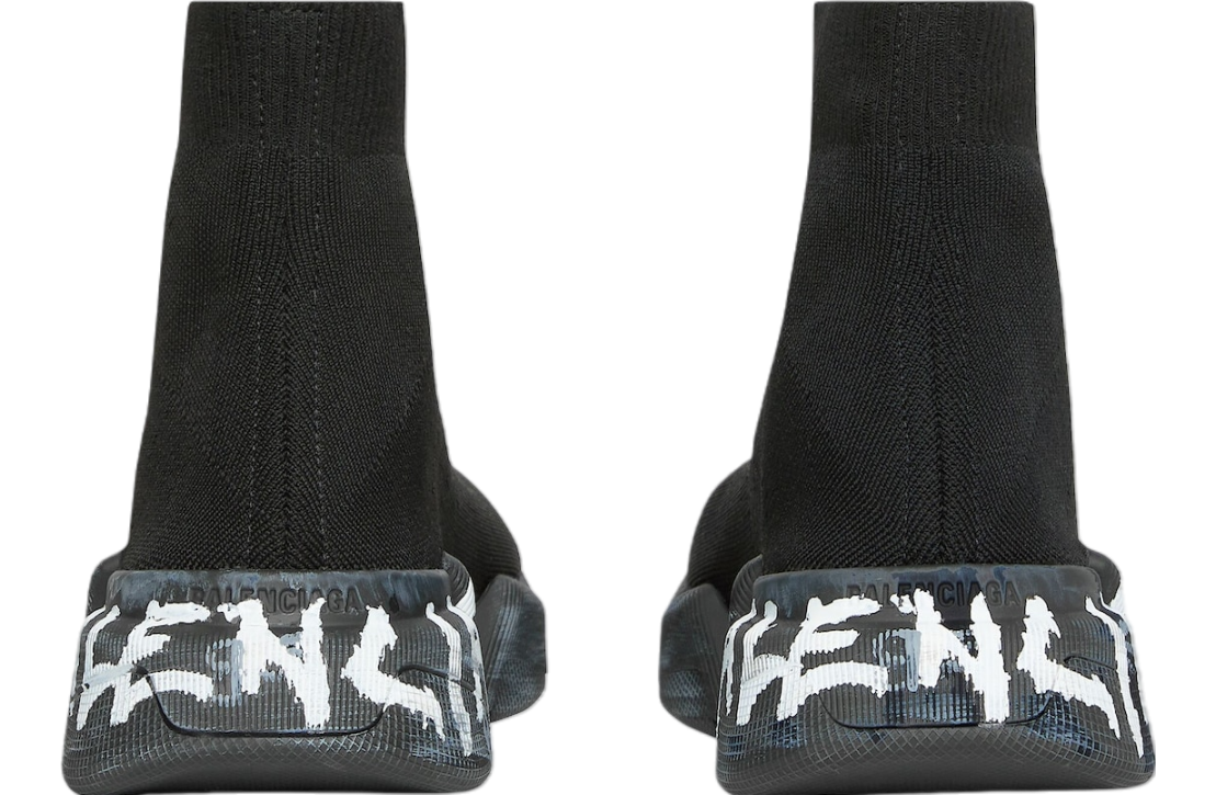 Balenciaga Speed 2.0 Graffiti Recycled Knit Black / White