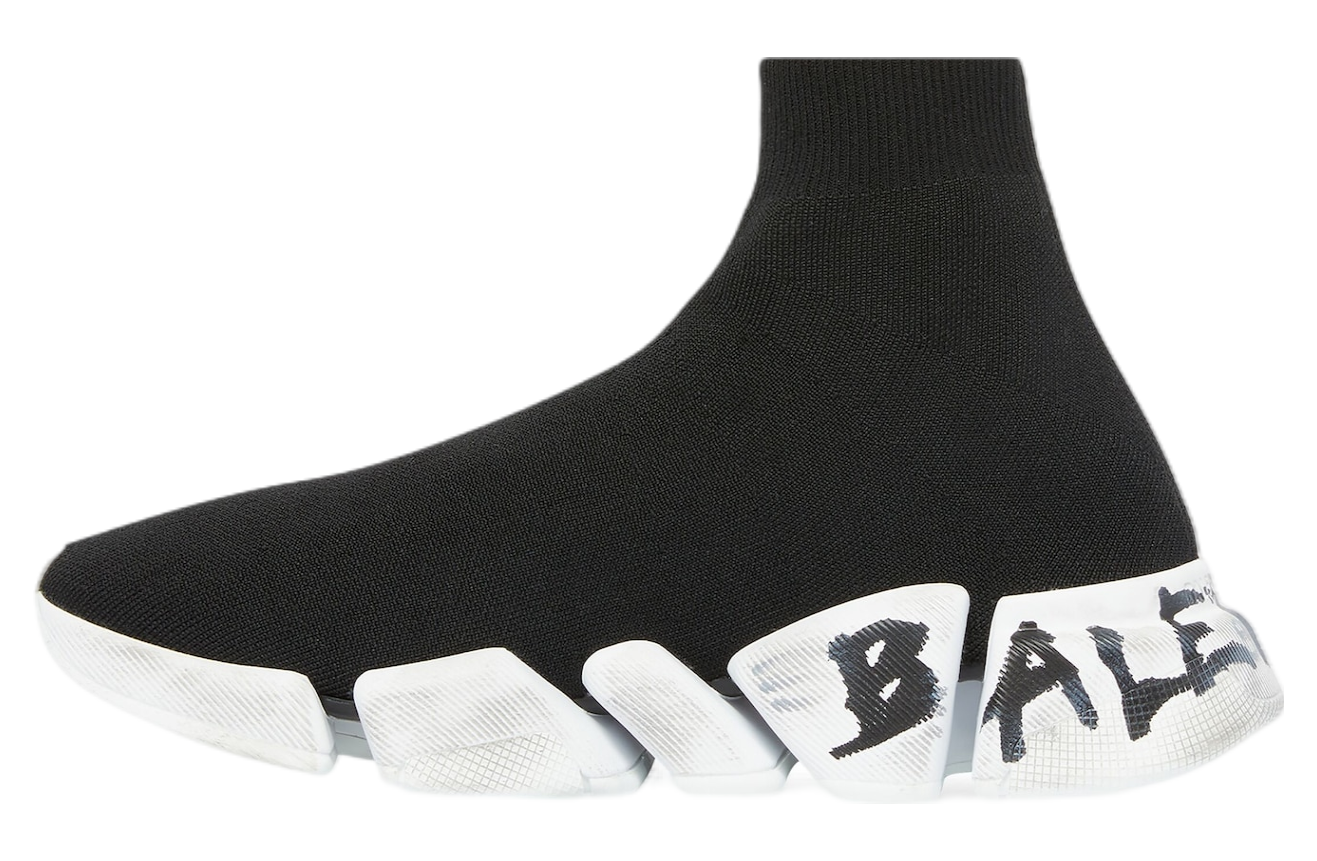 Balenciaga Speed 2.0 Graffiti Recycled Knit WMNS Black / White