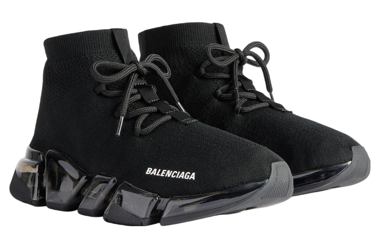 Balenciaga Speed 2.0 Lace Up Full Clear Sole Recycled Knit Black