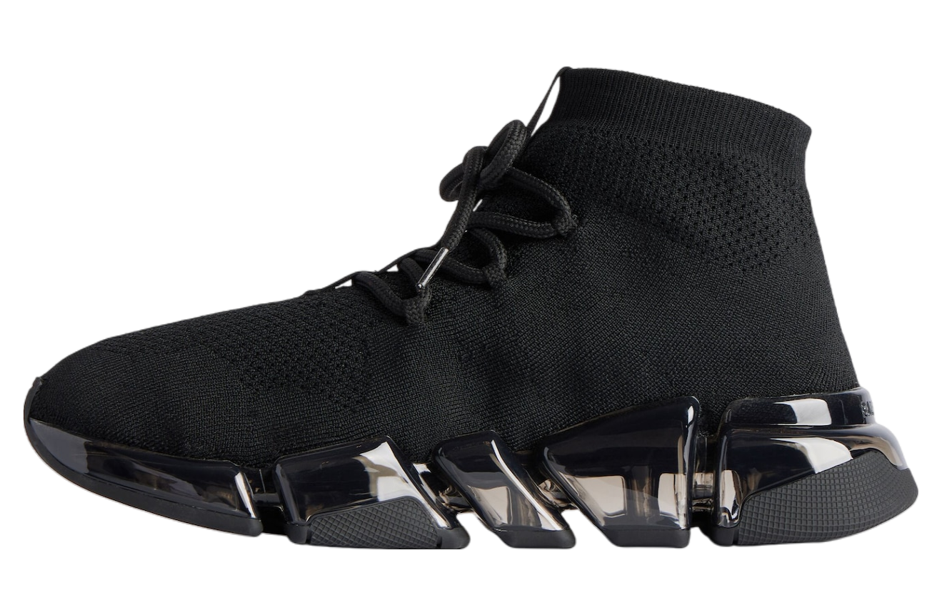 Balenciaga Speed 2.0 Lace Up Full Clear Sole Recycled Knit Black