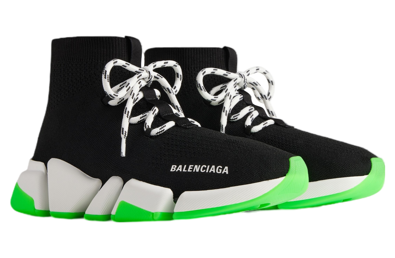 Balenciaga Speed 2.0 Lace-Up Recycled Knit Black / Green