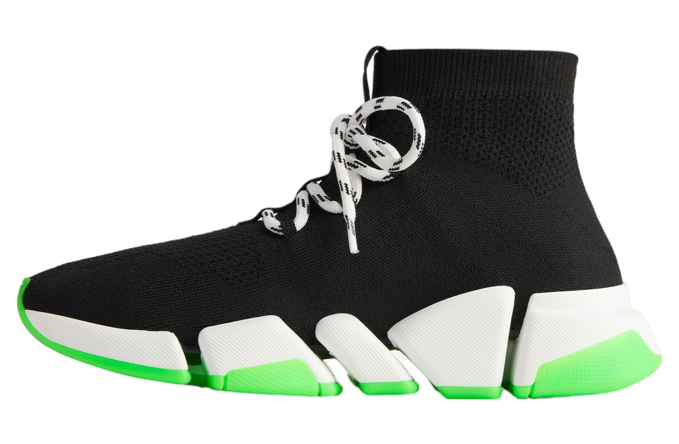 Balenciaga Speed 2.0 Lace-Up Recycled Knit Black / Green