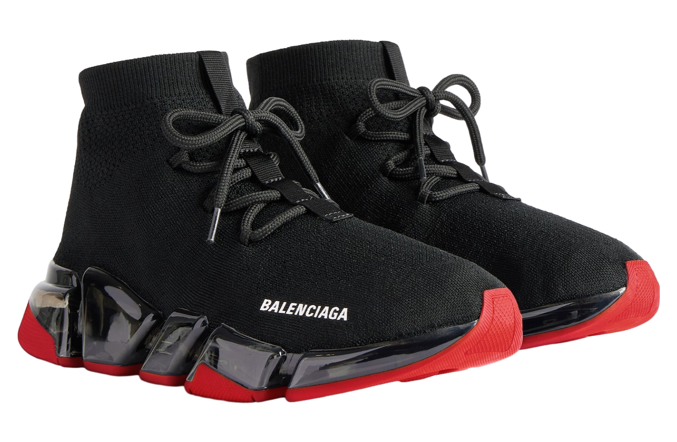 Balenciaga Speed 2.0 Lace-Up Recycled Knit Black / Red - Oct