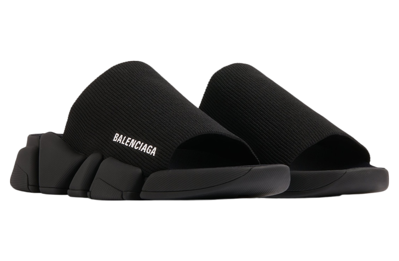 Balenciaga Speed 2.0 Recycled Knit Slide Sandal Black