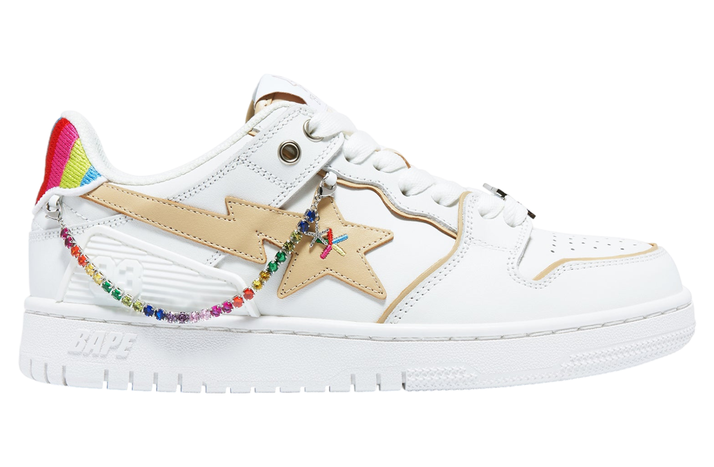 Bape Sk8 Sta Rainbow by Bapy WMNS White X Beige