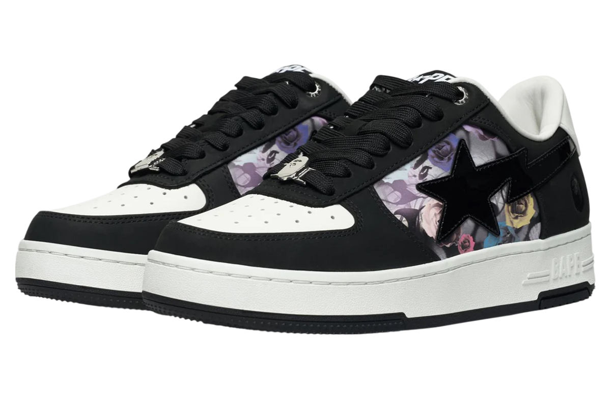 Bape Sta #2 Black / White / MultiColor Floral Print