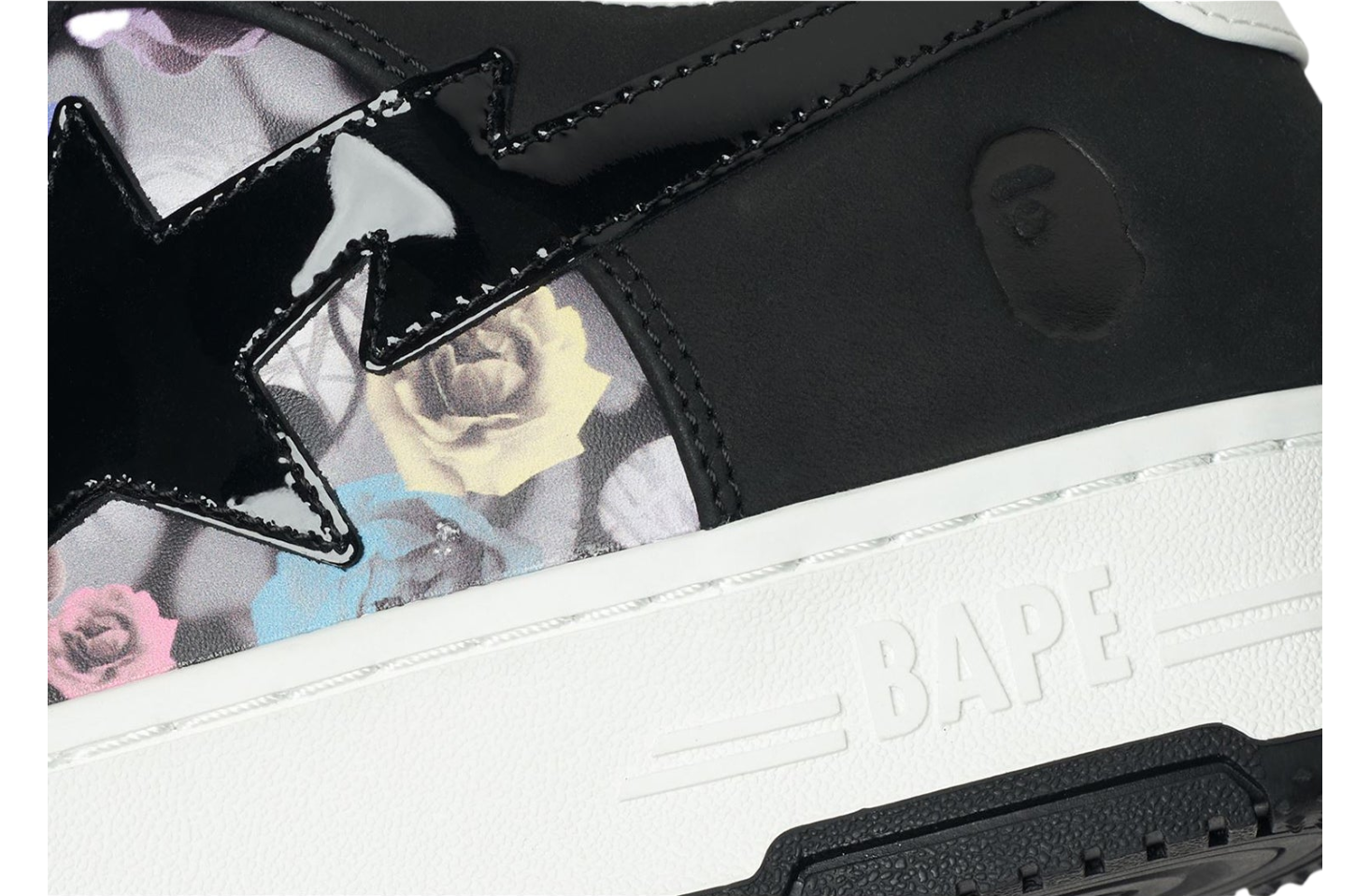 Bape Sta #2 Black / White / MultiColor Floral Print