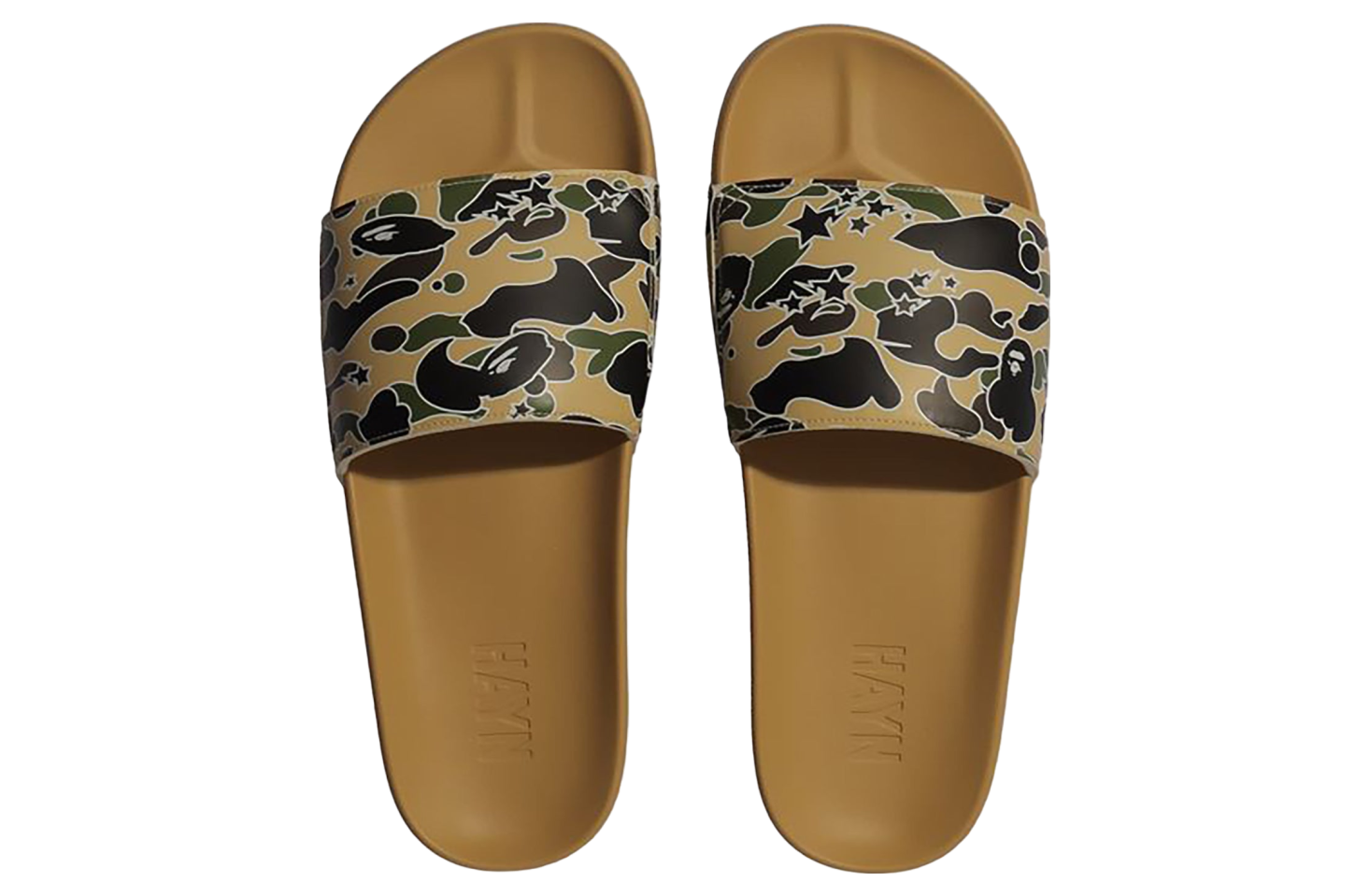 Bape X Hayn Sta Camo Slide Sandals Yellow