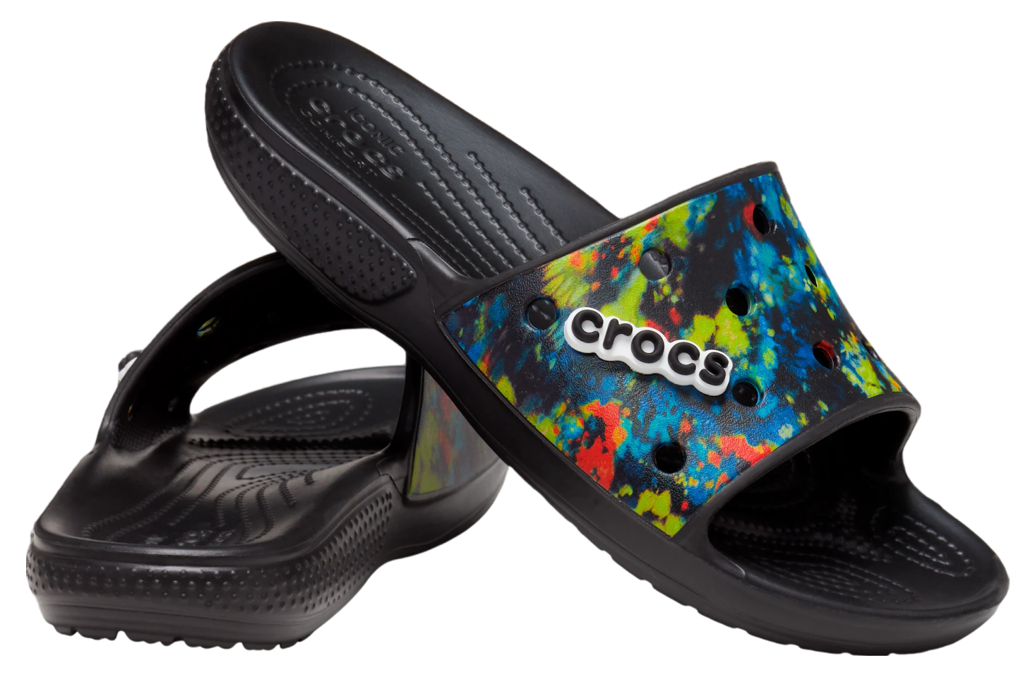 Classic Crocs Tie-Dye Graphic Slide Multi / Black