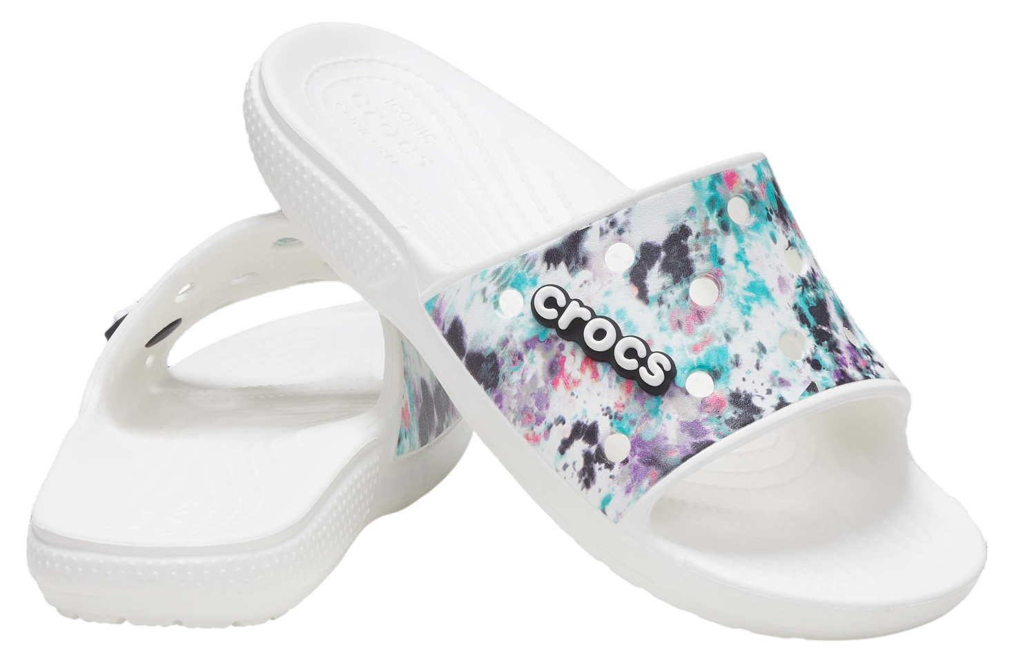 Classic Crocs Tie-Dye Graphic Slide Multi / White