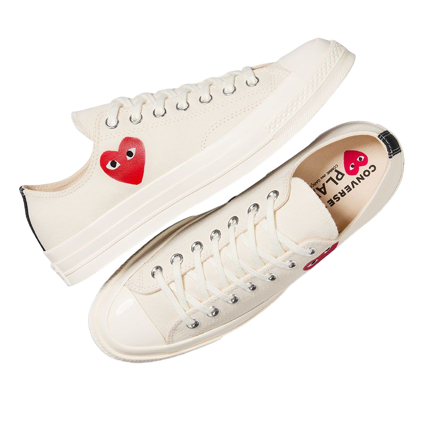 Converse X Comme des Garçons PLAY Chuck 70 OG Single Heart Low Top Milk