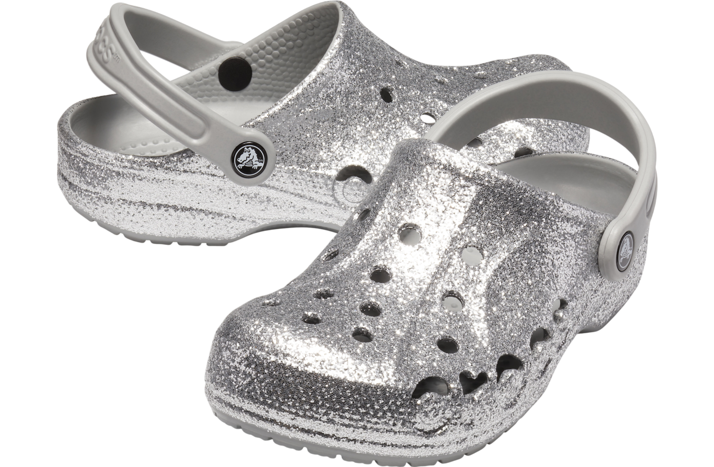 Crocs Baya Glitter Clog Silver