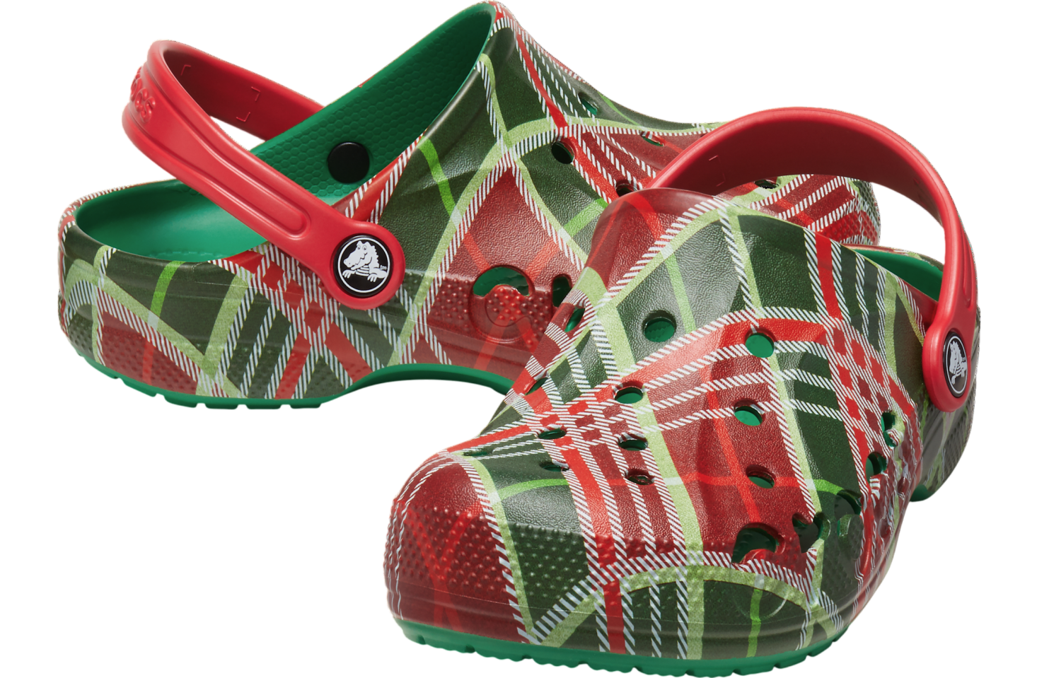 Crocs Baya Holiday Plaid Clog GS Kelly Green