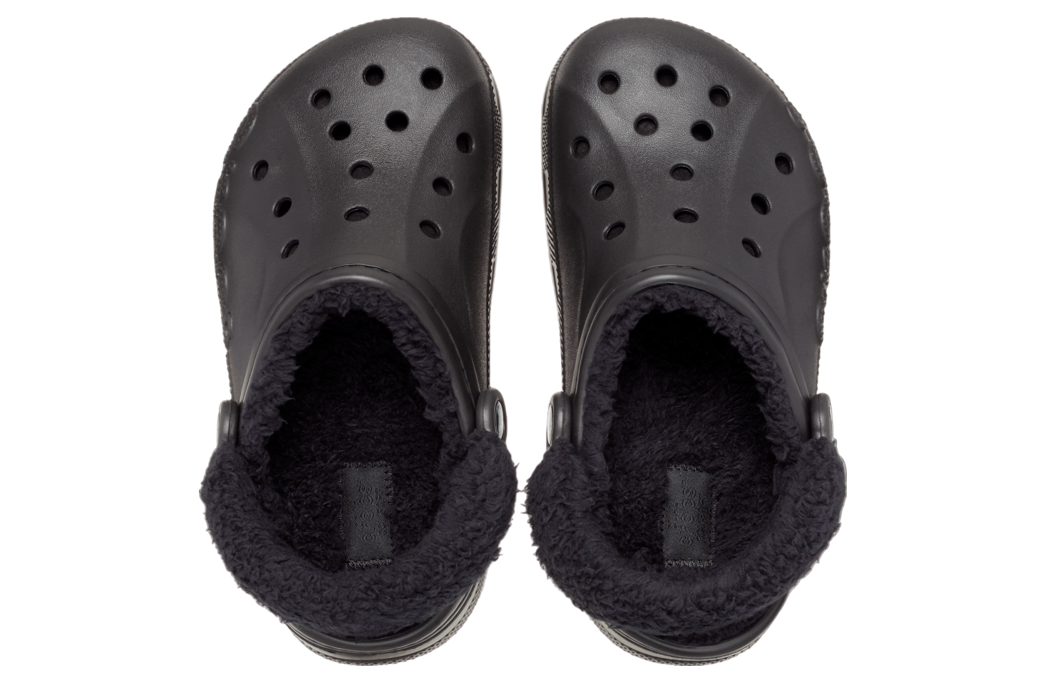 Crocs Baya Lined Fuzz-Strap Clog Black