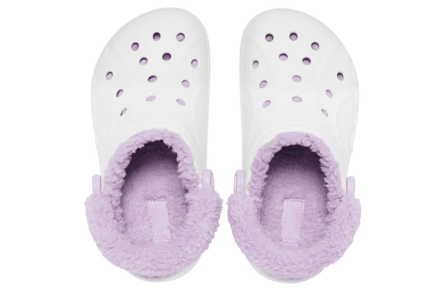 Crocs Baya Lined Fuzz-Strap Clog White / Lavender