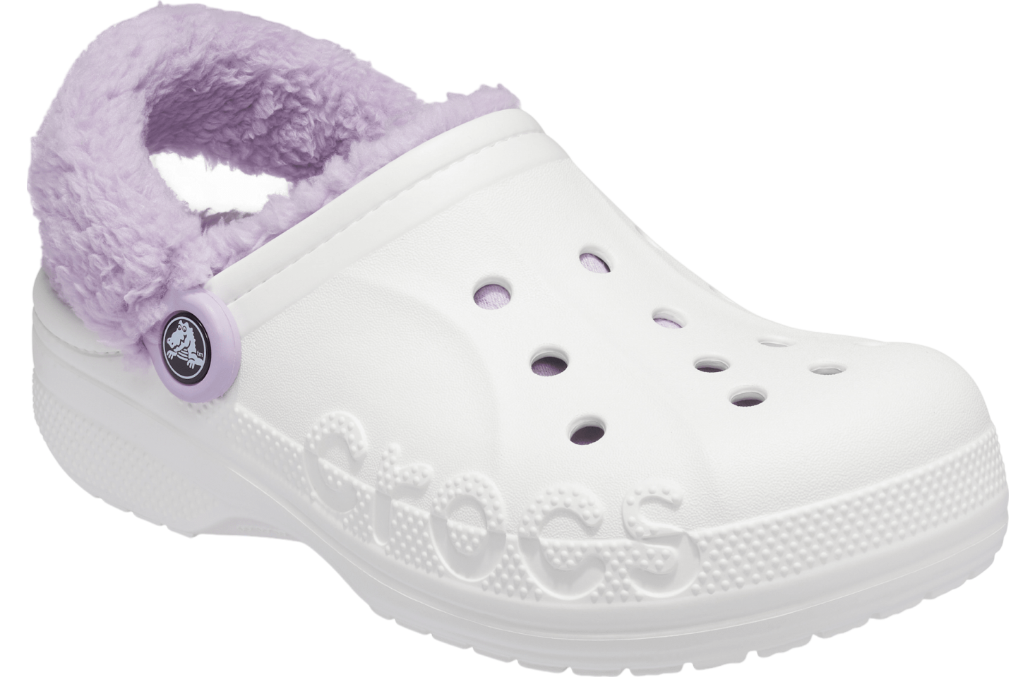 Crocs Baya Lined Fuzz-Strap Clog White / Lavender