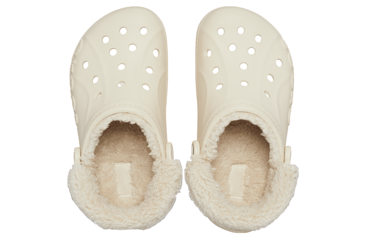 Crocs Baya Lined Fuzz-Strap Clog Winter White