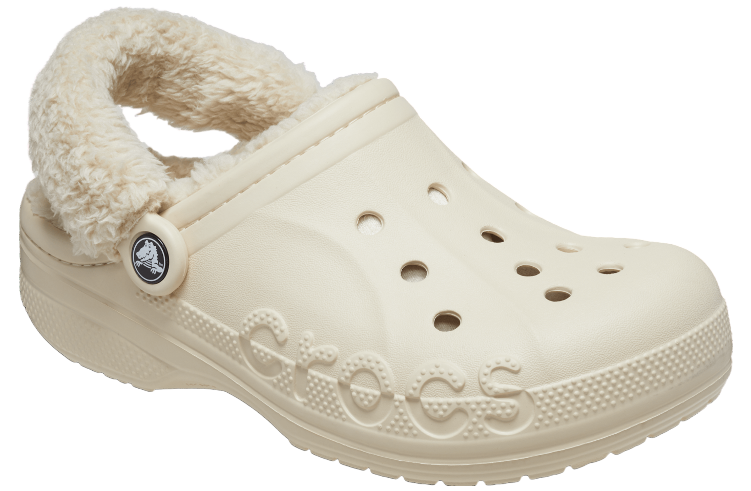 Crocs Baya Lined Fuzz-Strap Clog Winter White