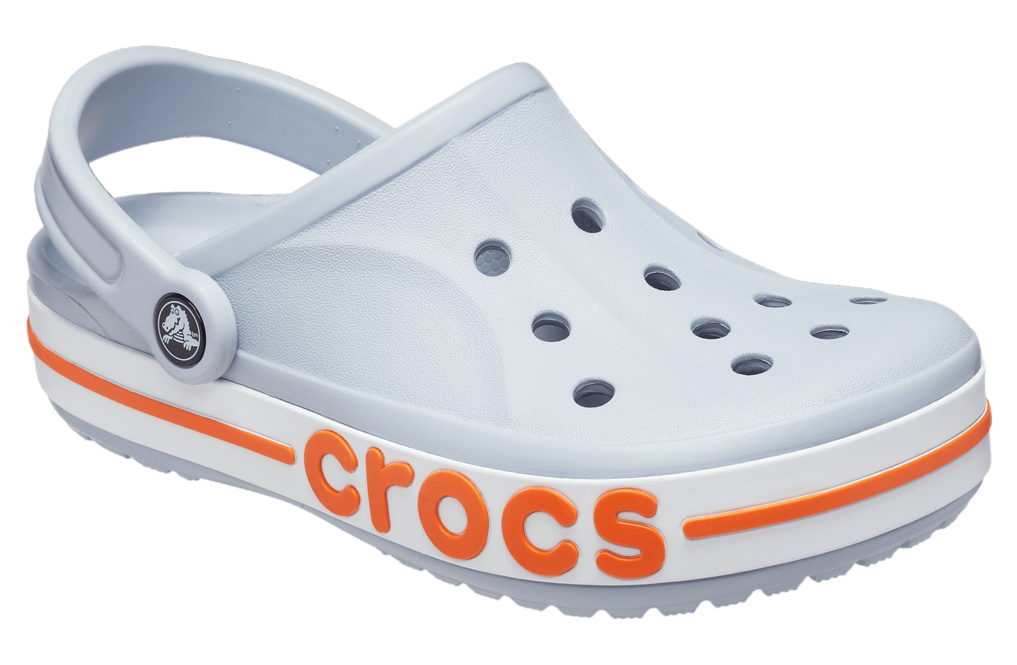 Grey and orange crocs on sale