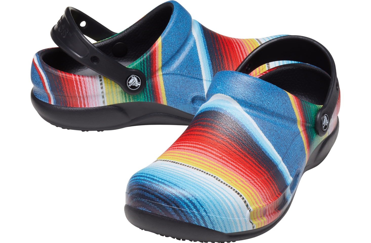 Crocs Bistro Graphic Slip Resistant Work Clog Black / Multi Stripe