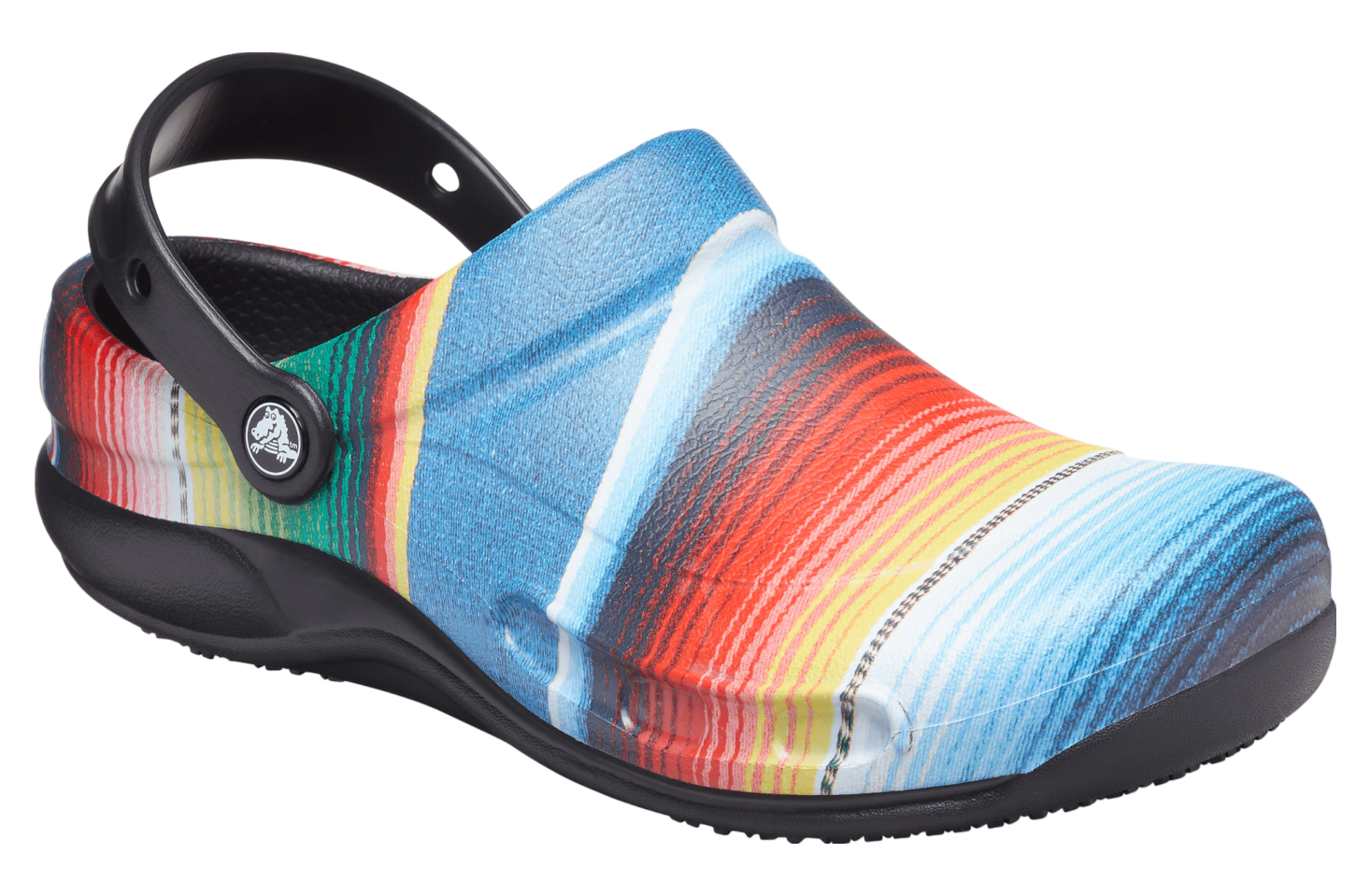 Crocs Bistro Graphic Slip Resistant Work Clog Black / Multi Stripe