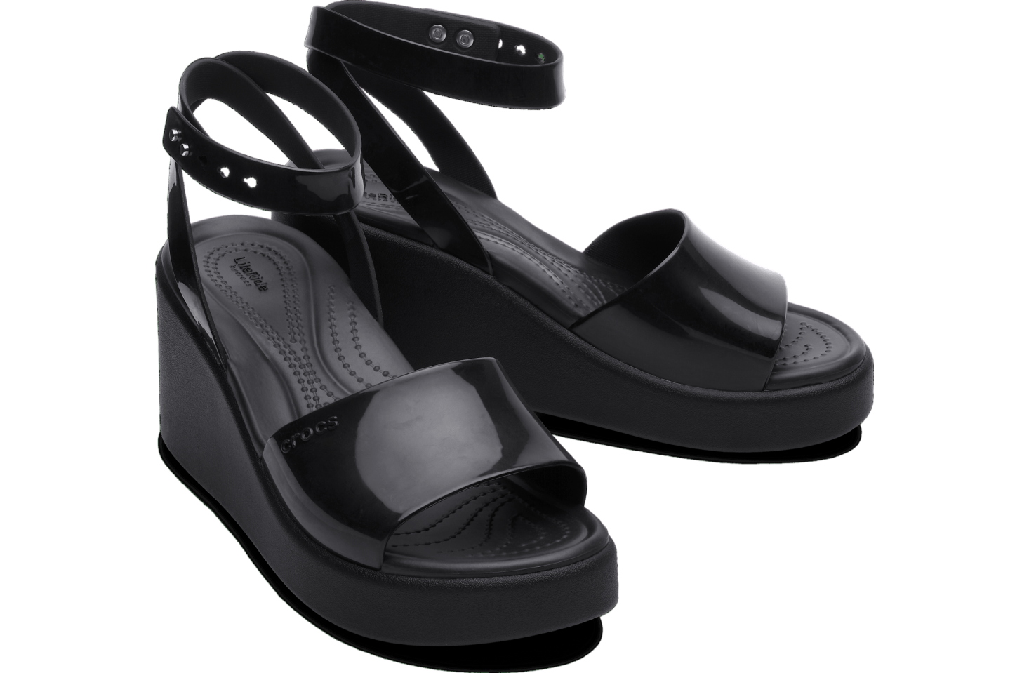 Crocs Brooklyn High Shine Ankle Strap Wedge WMNS Black