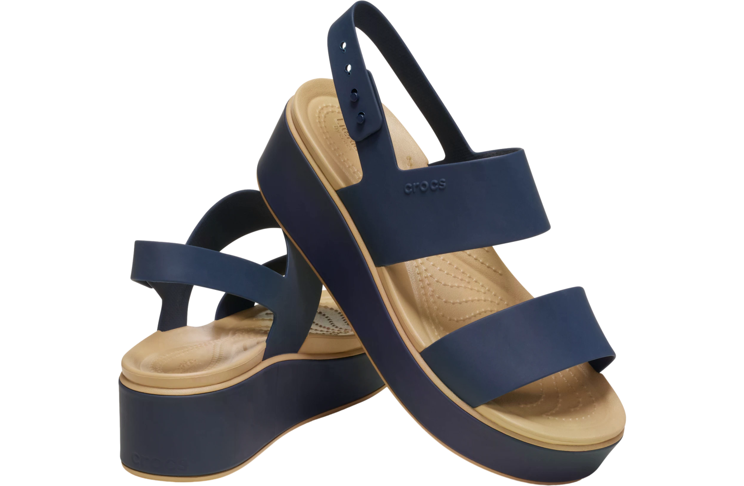 Crocs Brooklyn Matte Wrap Low Wedge WMNS Navy / Cashew