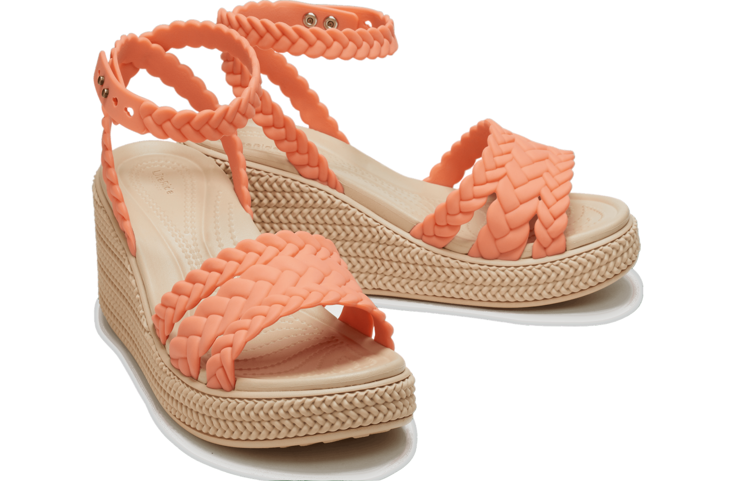 Crocs Brooklyn Woven Ankle Strap Wedge WMNS Grapefruit