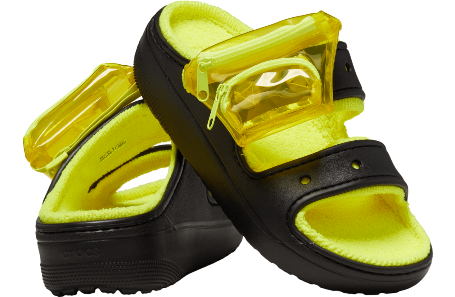 Crocs Classic Cozzzy Towel Neon Highlighter Sandal Black / Acidity