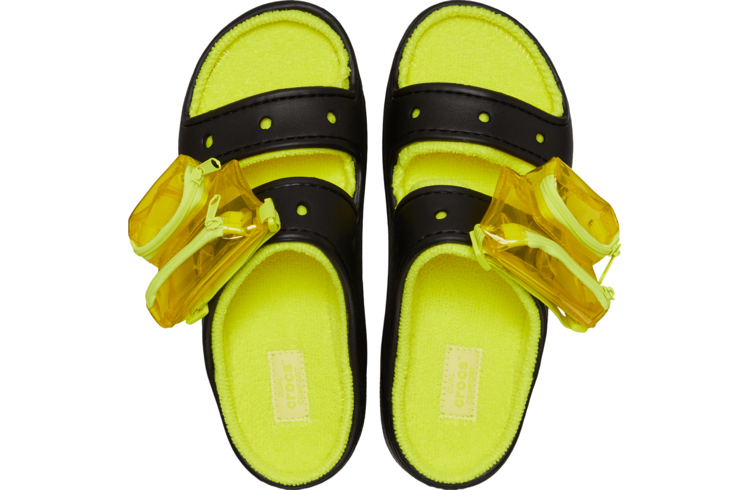 Crocs Classic Cozzzy Towel Neon Highlighter Sandal Black / Acidity