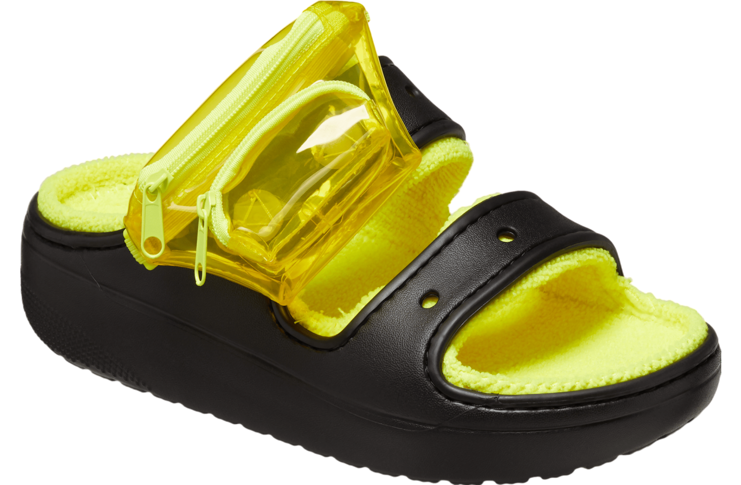 Crocs Classic Cozzzy Towel Neon Highlighter Sandal Black / Acidity