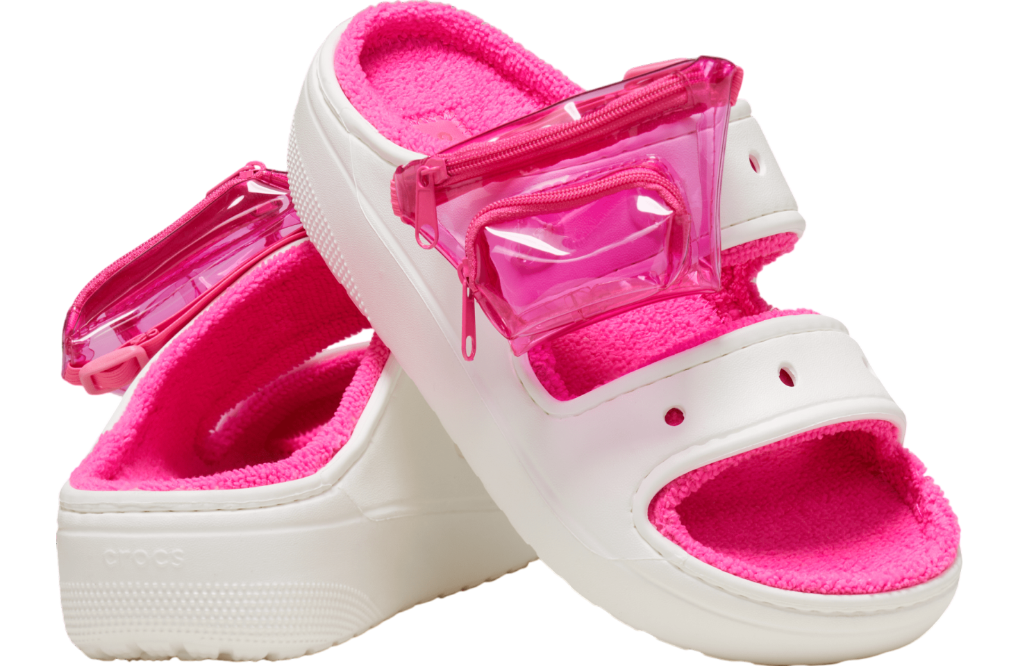 Crocs Classic Cozzzy Towel Neon Highlighter Sandal White / Pink Crush