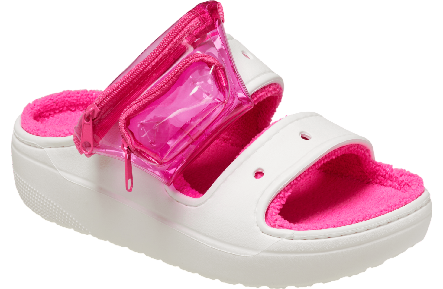 Crocs Classic Cozzzy Towel Neon Highlighter Sandal White / Pink Crush