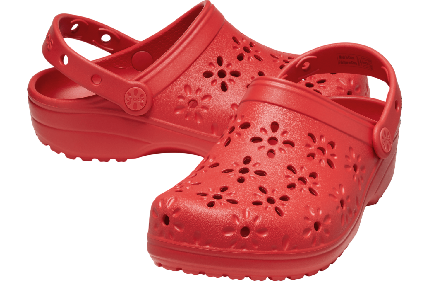 Crocs Classic Floral Cut-Out Clog Cherry Red