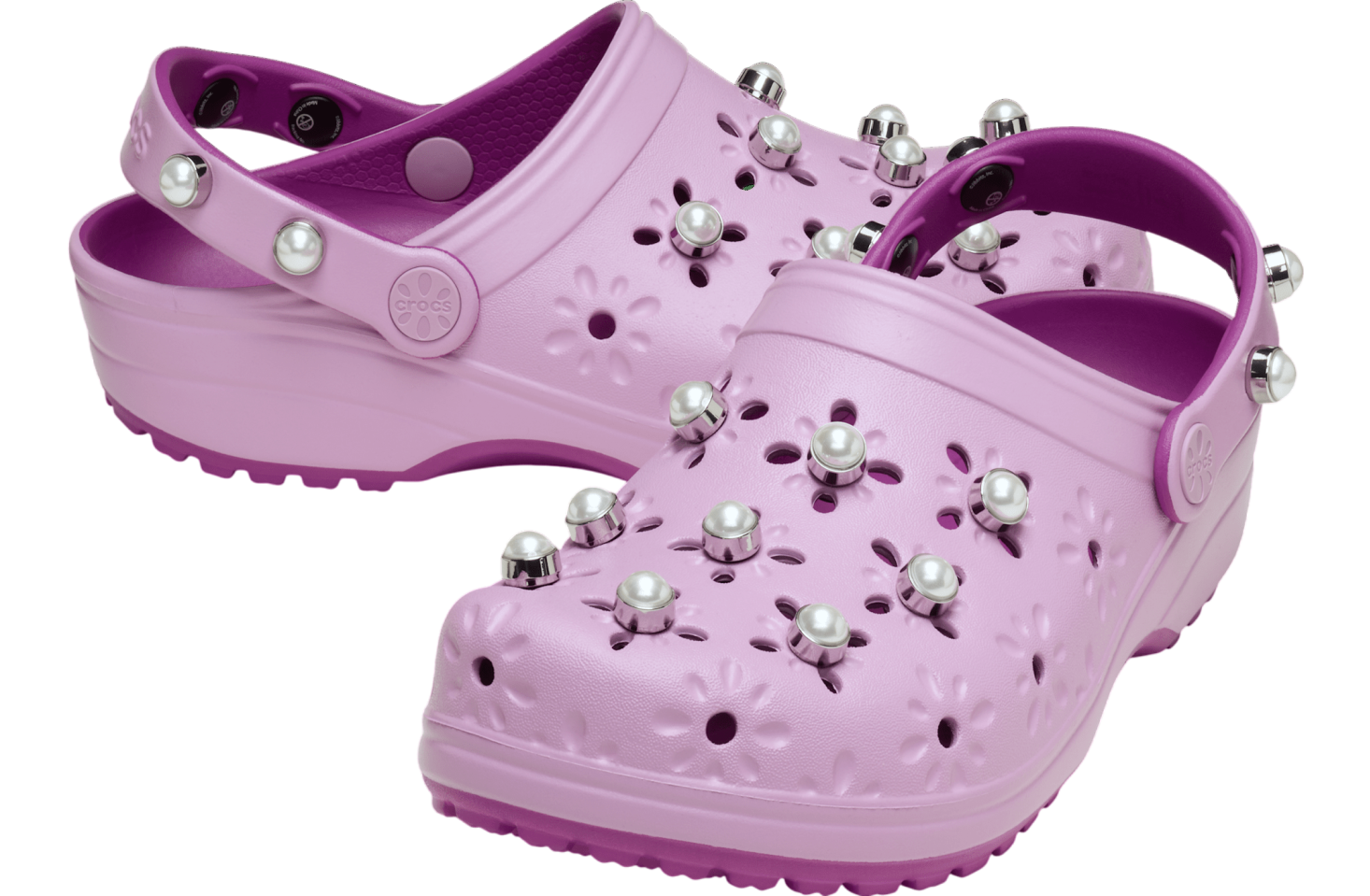 Crocs Classic Floral Cut Out Elevated Clog Hydrangea