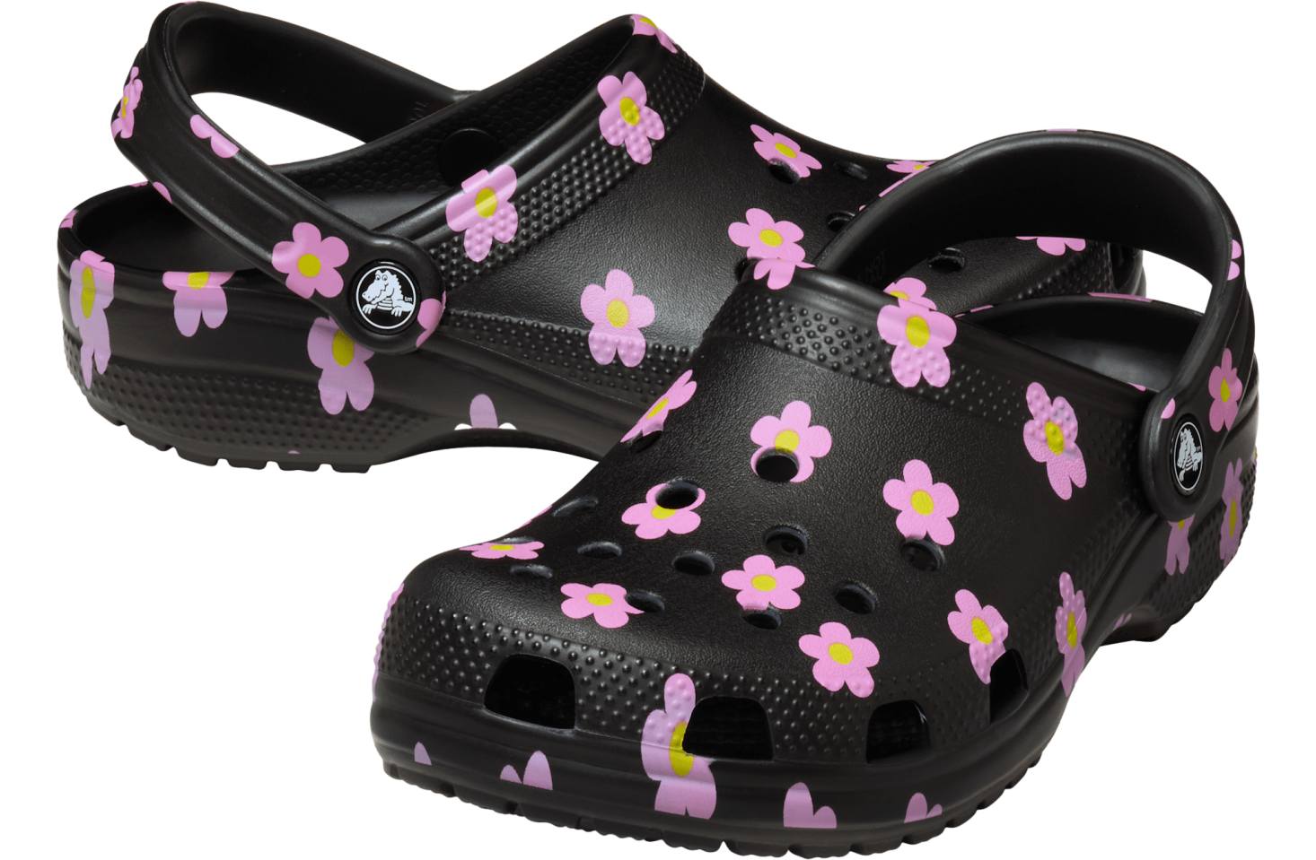 Crocs Classic Flower Clog Black