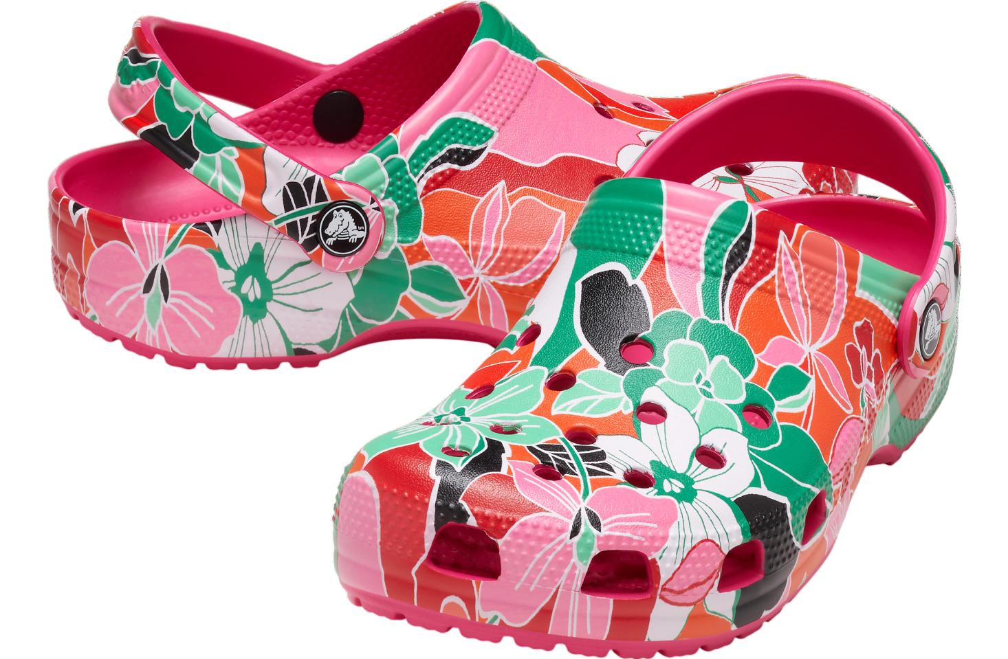 Crocs Classic Woodcut Floral Clog Dragon Fruit