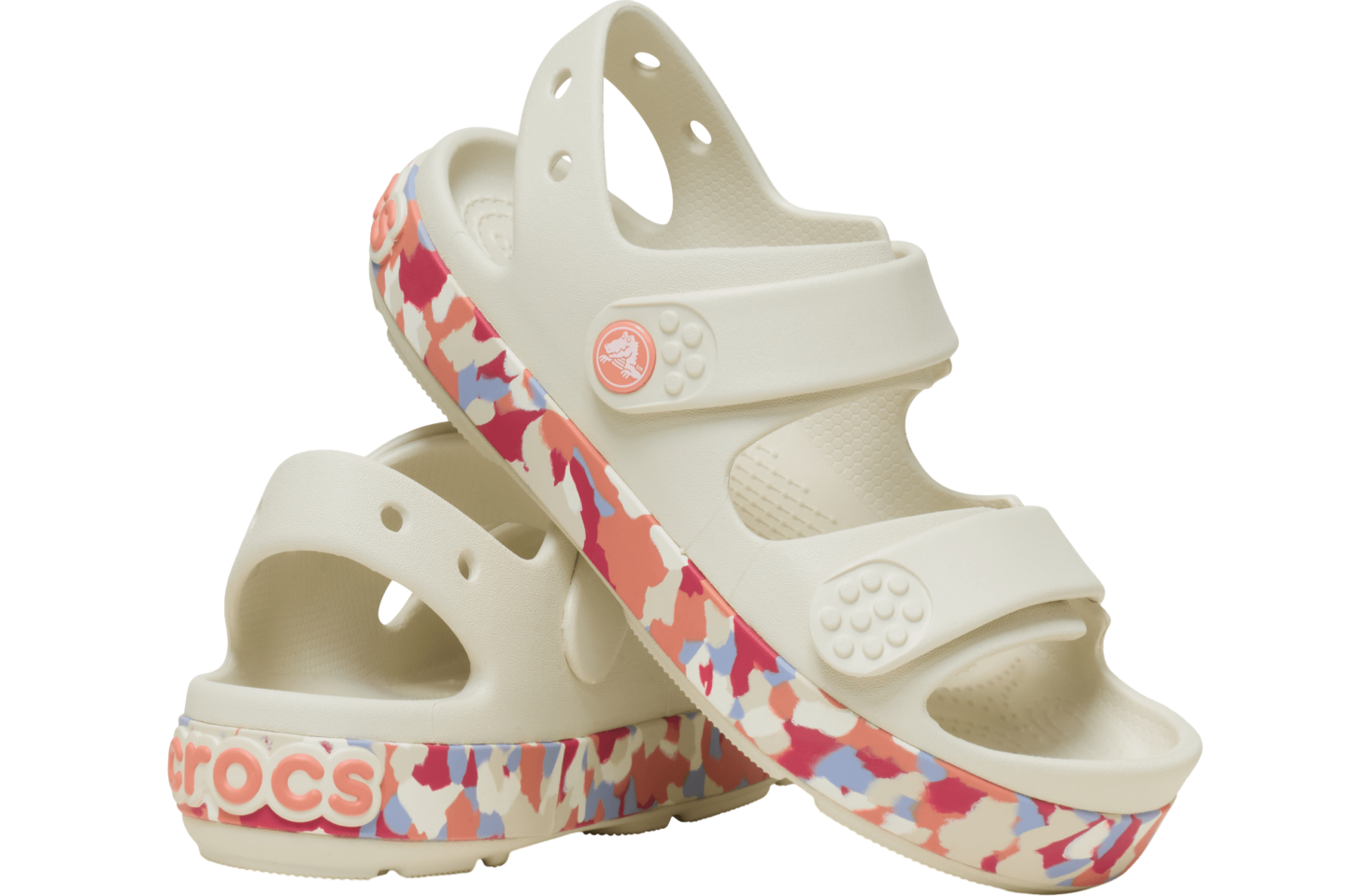 Crocs Crocband Cruiser Glow Confetti Band Sandal. GS Summit White / Guava
