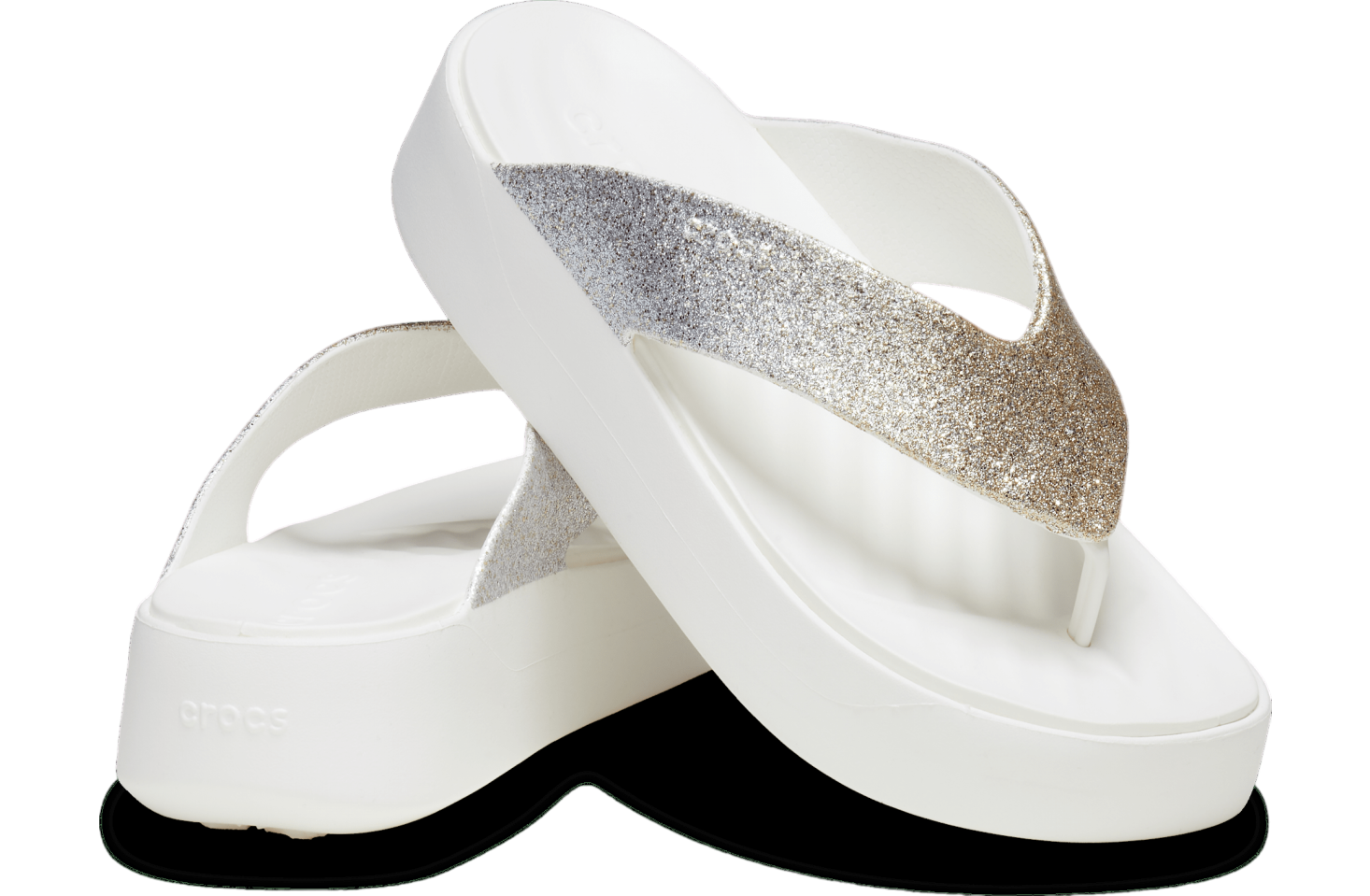 Crocs Getaway Chunky Glitter Platform Flip WMNS White