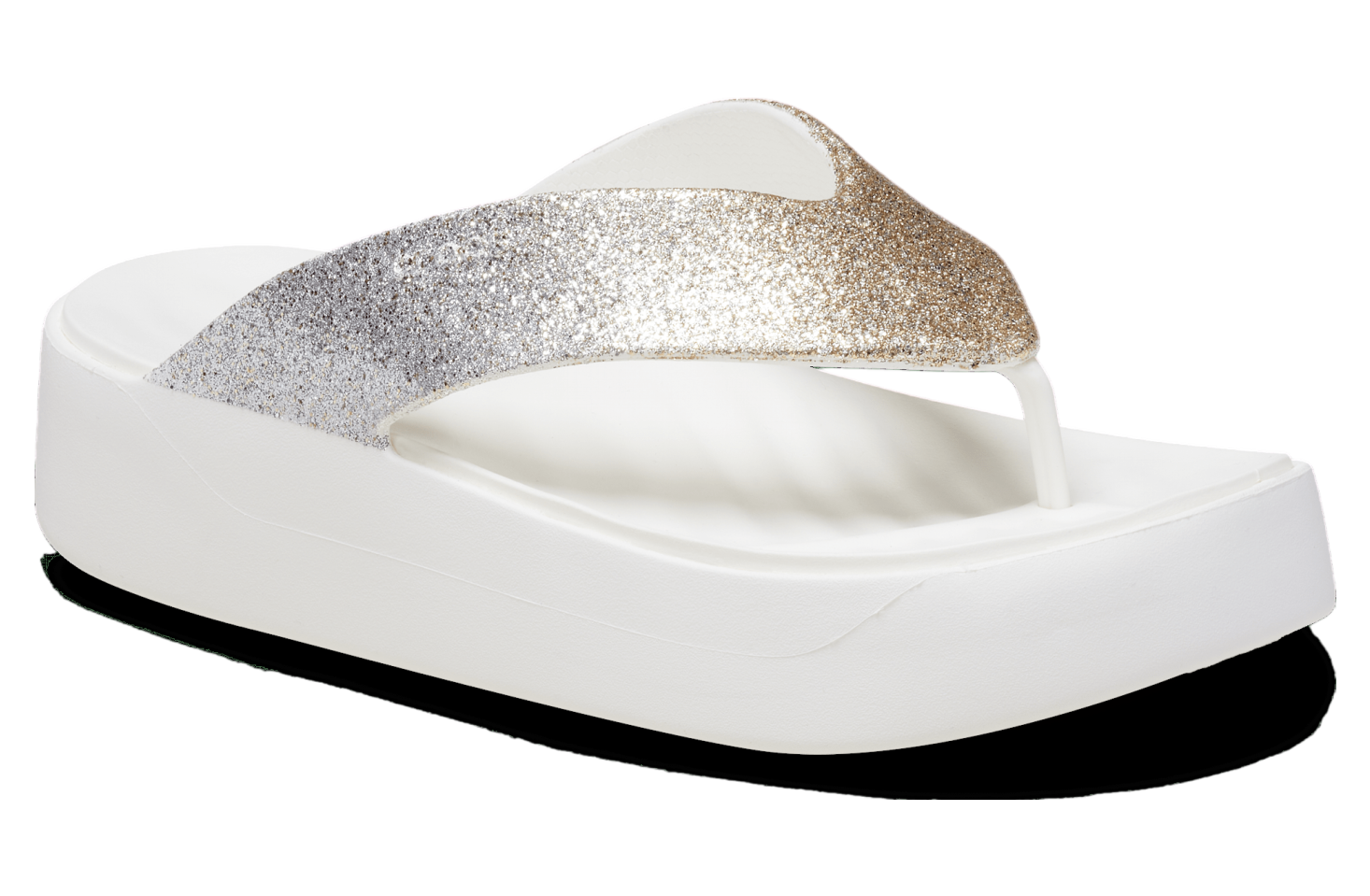 Crocs Getaway Chunky Glitter Platform Flip WMNS White