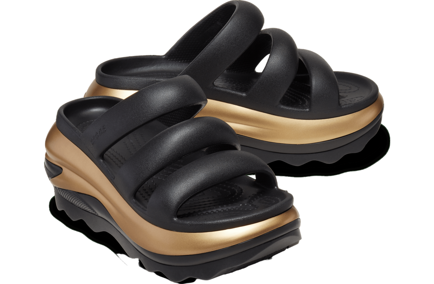 Crocs Mega Crush Metallic Triple Strap Black / Gold