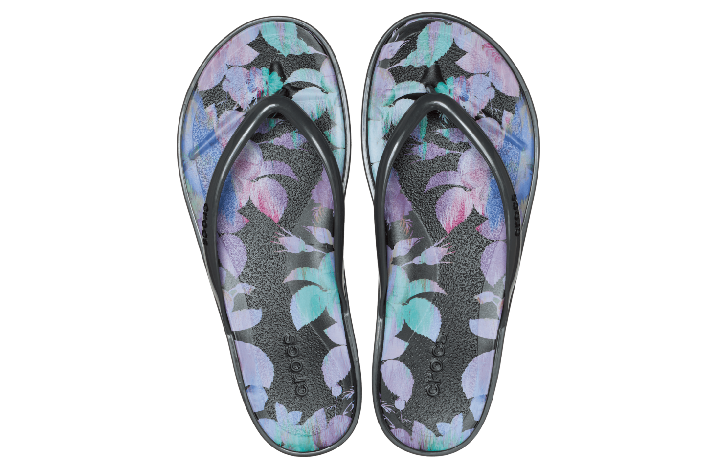 Crocs Miami Round Toe Dark Floral Flip WMNS Black Sand
