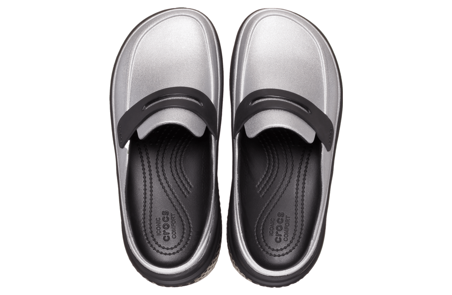 Crocs Stomp Metallic Loafer Silver / Black