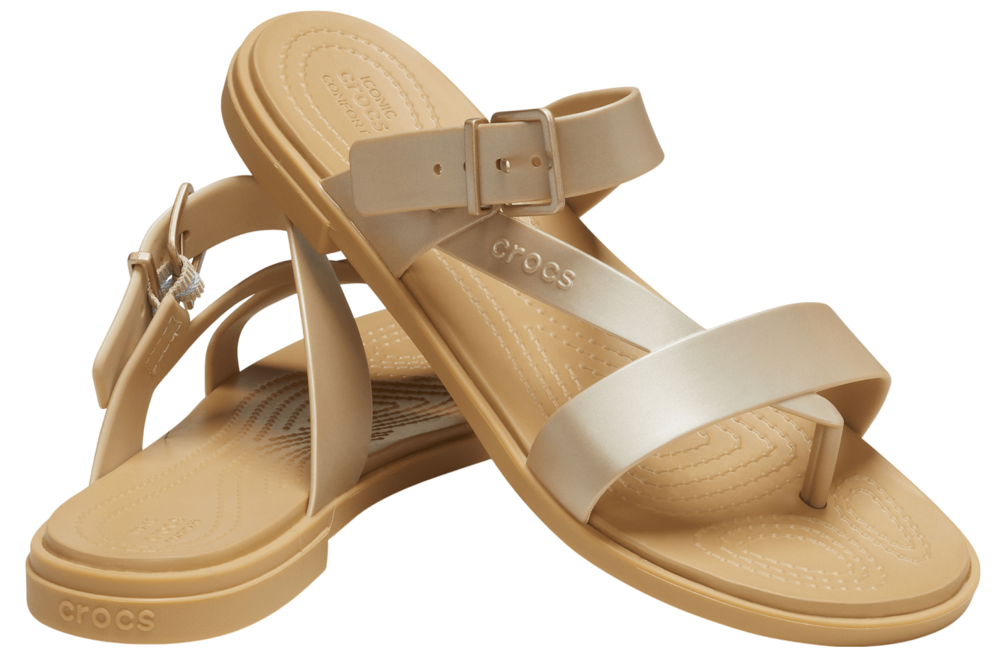 Crocs Tulum Metallic Toe Post Sandal WMNS Metallic Champagne