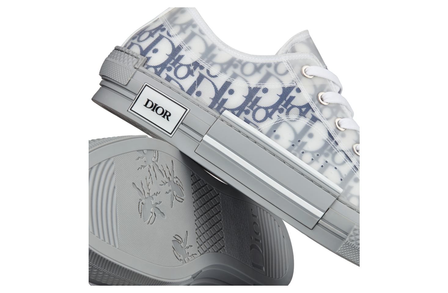 Dior B23 Low White / Navy Blue Oblique Canvas