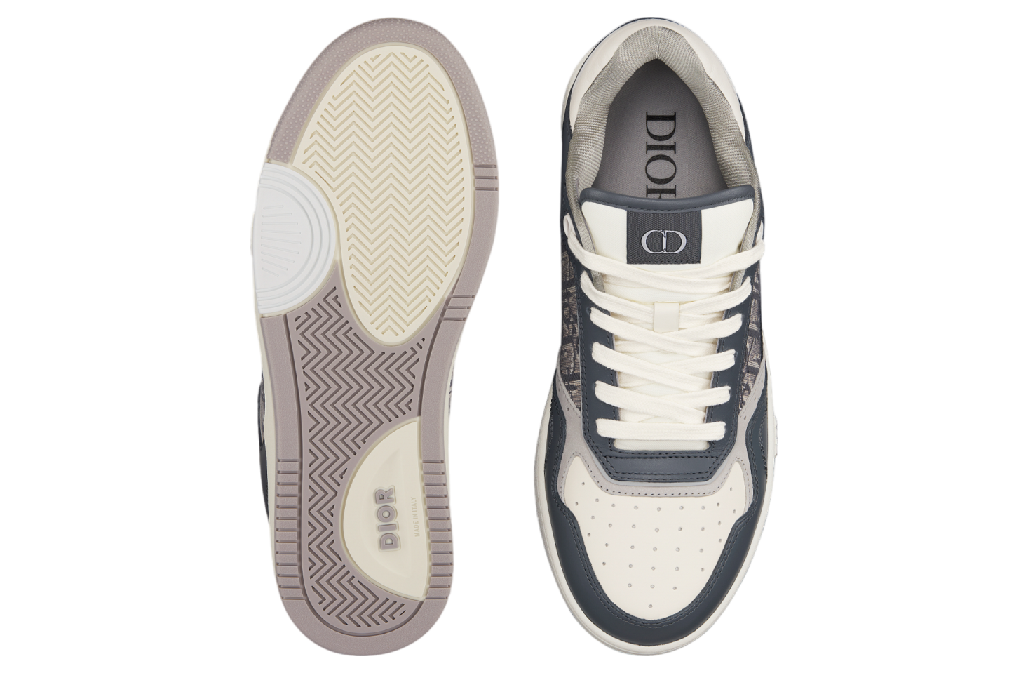 Dior B27 Low Deep Gray / Cream Smooth Calfskin