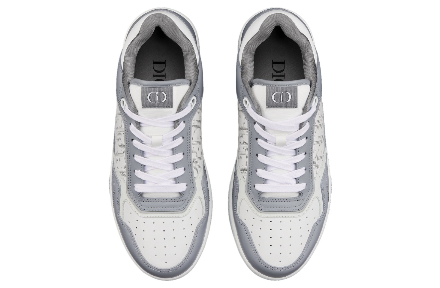 Dior B27 Low Gray Smooth Calfskin / White Oblique Galaxy Leather