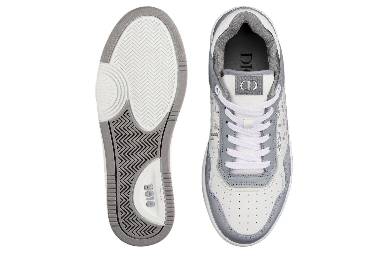 Dior B27 Low Gray Smooth Calfskin / White Oblique Galaxy Leather