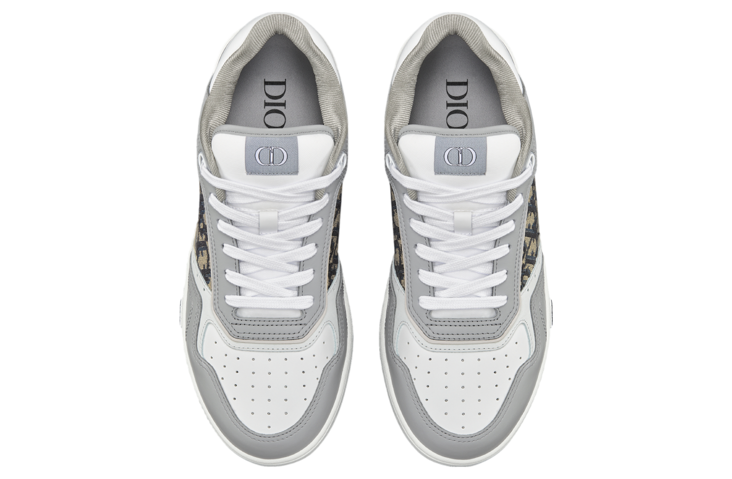 Dior B27 Low Gray / White Smooth Calfskin